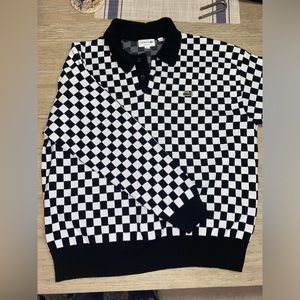 Lacoste mens heritage relaxed fit checkerboard polo long sleeve sweater